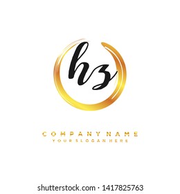 initials letter HZ handwriting logo vector template