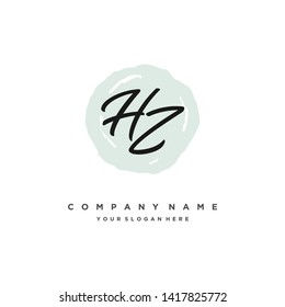 initials letter HZ handwriting logo vector template