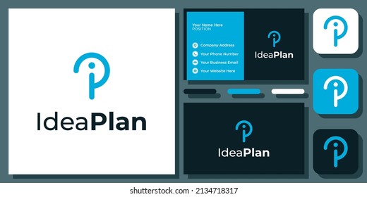 Letra inicial IP o I P Diseño de logotipo de monograma minimalista simple y moderno con tarjeta de visita