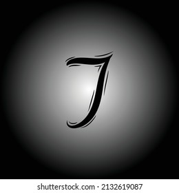 Iniciales de la letra J con un dibujo a mano alzada negro