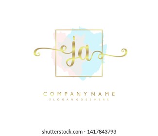 initials letter JA handwriting logo vector template