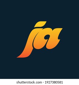 initials letter JA handwriting logo vector template