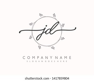 initials letter JD handwriting logo vector template