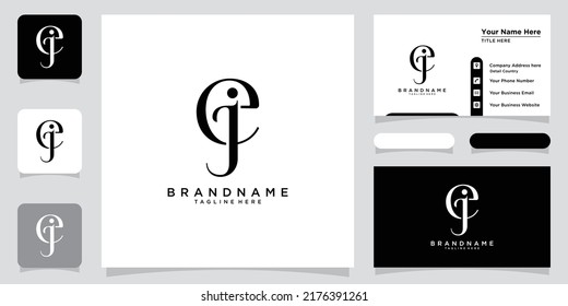 Initials letter JE or EJ logo vector design with business card design