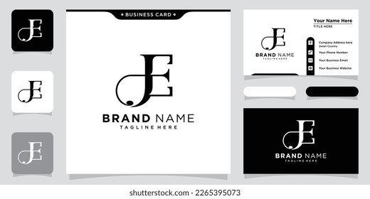 Initials letter JE or EJ logo vector design with business card design