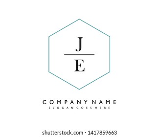 initials letter JE handwriting logo vector template