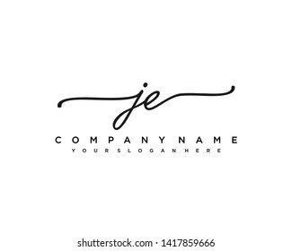 initials letter JE handwriting logo vector template