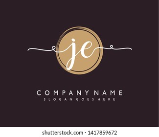 initials letter JE handwriting logo vector template