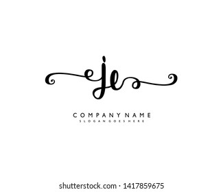 initials letter JE handwriting logo vector template