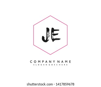 initials letter JE handwriting logo vector template