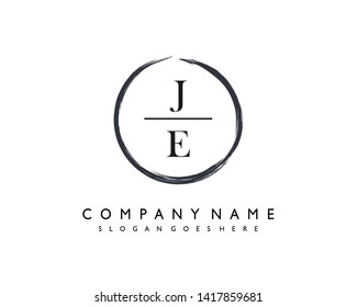 initials letter JE handwriting logo vector template