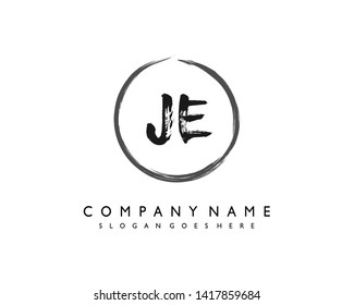 initials letter JE handwriting logo vector template