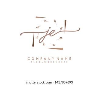 initials letter JE handwriting logo vector template