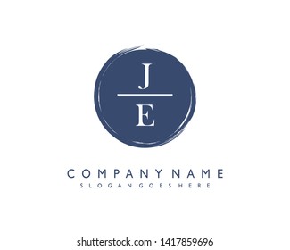 initials letter JE handwriting logo vector template