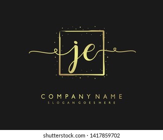 initials letter JE handwriting logo vector template