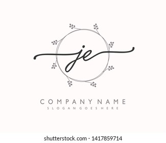 initials letter JE handwriting logo vector template