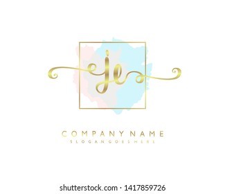 initials letter JE handwriting logo vector template