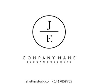 initials letter JE handwriting logo vector template