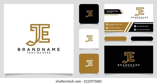 Initials letter JE logo vector design with business card design