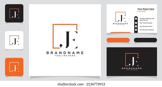 Initials letter JE logo vector design with business card design