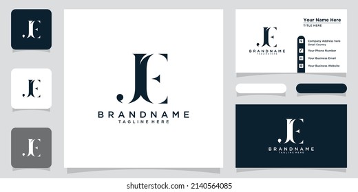 Initials letter JE logo vector design with business card design