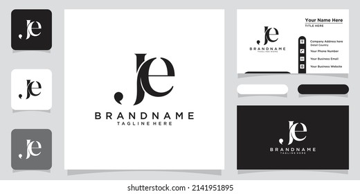 Initials letter JE logo vector design with business card design