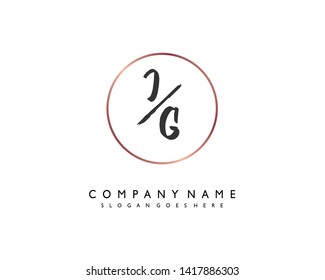 initials letter JG handwriting logo vector template