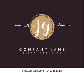 initials letter JG handwriting logo vector template
