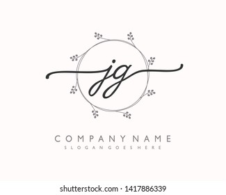 initials letter JG handwriting logo vector template