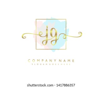 initials letter JG handwriting logo vector template
