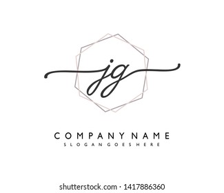 initials letter JG handwriting logo vector template