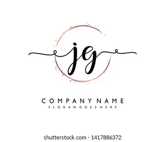 initials letter JG handwriting logo vector template