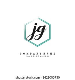initials letter JG handwriting logo vector template