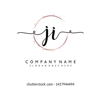 initials letter JI handwriting logo vector template
