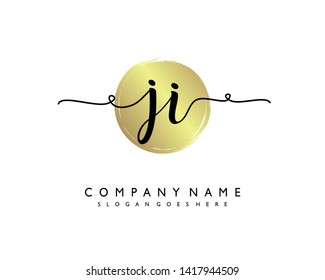 initials letter JI handwriting logo vector template