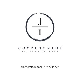 initials letter JI handwriting logo vector template