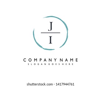 initials letter JI handwriting logo vector template