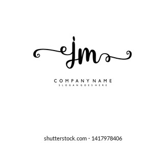 initials letter JM handwriting logo vector template