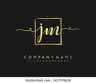 initials letter JM handwriting logo vector template