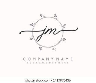 initials letter JM handwriting logo vector template