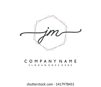 initials letter JM handwriting logo vector template