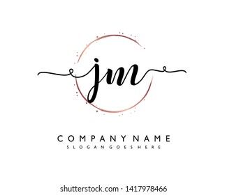 initials letter JM handwriting logo vector template