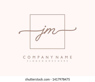 initials letter JM handwriting logo vector template