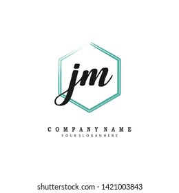 initials letter JM handwriting logo vector template