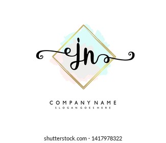 initials letter JN handwriting logo vector template