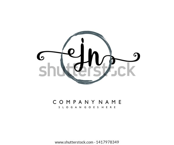 Initials Letter Jn Handwriting Logo Vector Royalty Free Stock Image