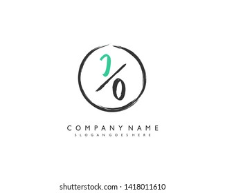 initials letter JO handwriting logo vector template