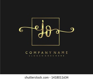 initials letter JO handwriting logo vector template
