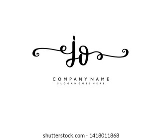 initials letter JO handwriting logo vector template