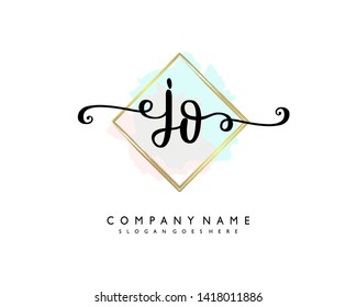 initials letter JO handwriting logo vector template